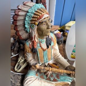 Native American Chief with Turquoise and Brown Accents